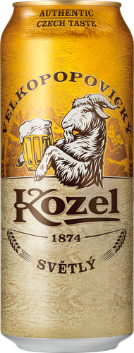 Пиво светлое VELKOPOPOVICKY KOZEL пастеризованное, 4%, ж/б, 0.45л, вид