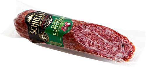 Колбаса сырокопченая SCHNELLER Салями с брусникой, 150г, вид