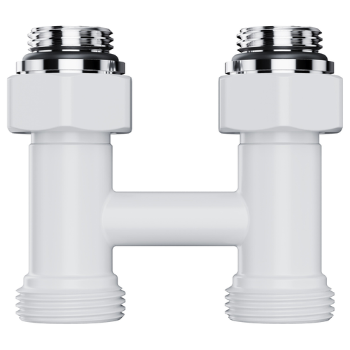 Узел нижнего подключения ROYAL THERMO Design прямой 1/2"х3/4" EK (белый), изображение