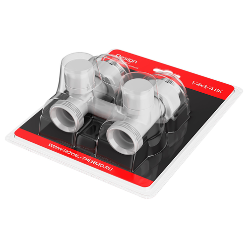 Узел нижнего подключения ROYAL THERMO Design прямой 1/2"х3/4" EK (белый), фото