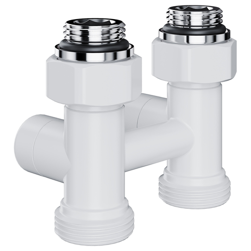 Узел нижнего подключения ROYAL THERMO Design прямой 1/2"х3/4" EK (белый), детальное фото