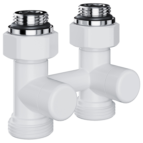 Узел нижнего подключения ROYAL THERMO Design прямой 1/2"х3/4" EK (белый), детальное фото