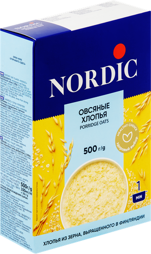 Хлопья овсяные NORDIC, 500г, вид