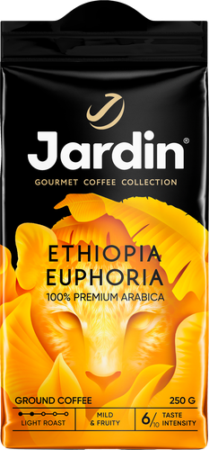 Кофе молотый JARDIN Эфиопия Эйфория жаренный, 250г, крупный план