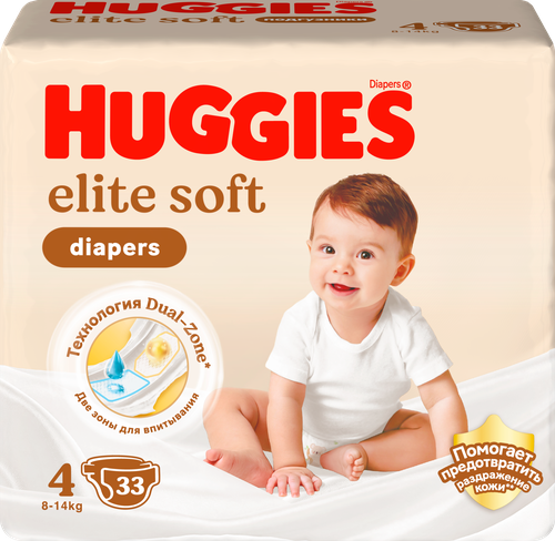 Подгузники HUGGIES Elite Soft 4 8–14кг, 33шт, картинка