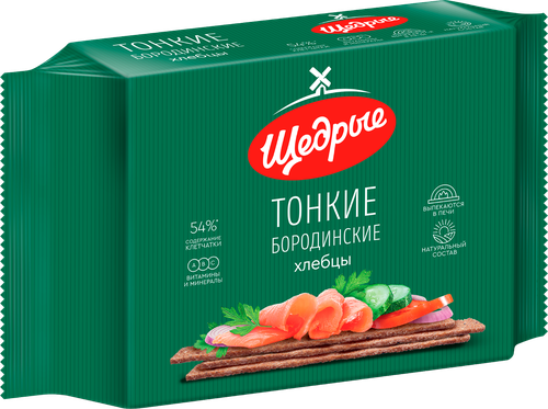 Хлебцы ЩЕДРЫЕ Бородинские тонкие, 170г, картинка