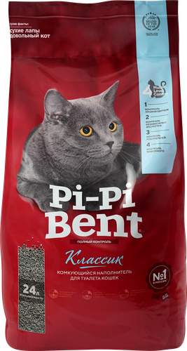 Наполнитель бентонитовый для кошачьего туалета PI-PI-BENT Классик комкующийся, 10кг, крупный план