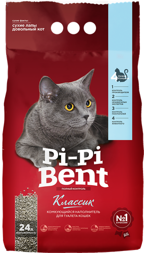 Наполнитель бентонитовый для кошачьего туалета PI-PI-BENT Классик комкующийся, 10кг, крупный план
