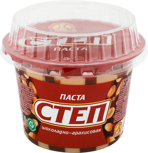 Паста арахисовая СТЕП Десертная с какао, 220г, крупный план