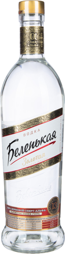 Водка БЕЛЕНЬКАЯ Золотая на спирте альфа, 40%, 1л, крупный план