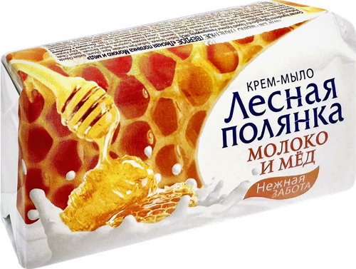 Крем-мыло туалетное ЛЕСНАЯ ПОЛЯНКА Молоко и мед, 90г, фотография