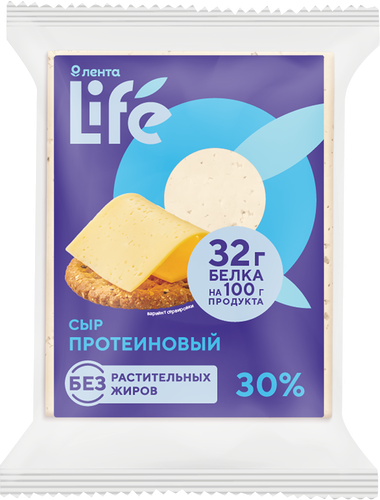 Сыр ЛЕНТА LIFE протеиновый 30% кусок без змж, детальное фото