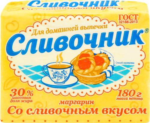 Маргарин СЛИВОЧНИК Сливочный 30%, 180г, изображение