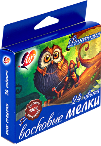 Мелки восковые ЛУЧ Фантазия, круглые, 24 цвета, Арт. 25С 1521-08, фотография