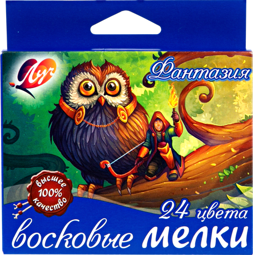 Мелки восковые ЛУЧ Фантазия, круглые, 24 цвета, Арт. 25С 1521-08, вид