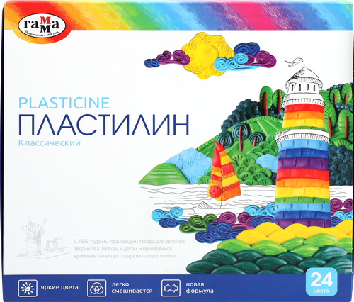 Пластилин ГАММА Классический 24 цвета, со стеком Арт. 281036, 480г, изображение