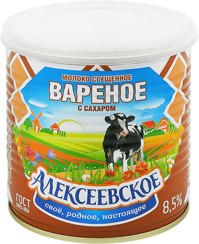 Молоко сгущенное АЛЕКСЕЕВСКОЕ Вареное 8,5%, без змж ГОСТ, 360г, фото