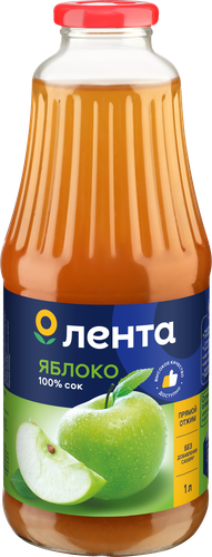 Сок ЛЕНТА Яблочный прямого отжима, 1л, детальное фото