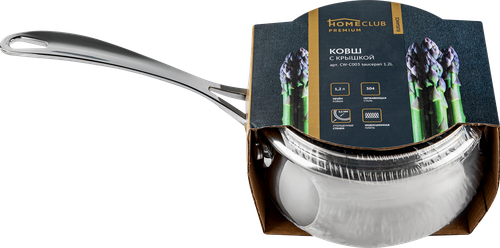 Ковш HOMECLUB Elegance нержавеющая сталь 1.2л Арт. CW-C003 saucepan 1.2L, изображение
