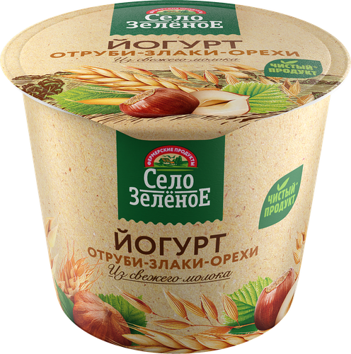 Йогурт СЕЛО ЗЕЛЕНОЕ Отруби, злаки, орехи 3,5%, без змж, 120г, картинка