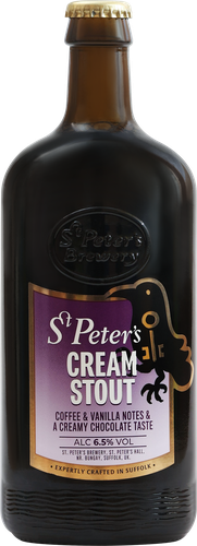 Пиво темное ST PETER'S Cream stout Английский стаут фильтрованное 
пастеризованное 6,5%, 0.5л, крупный план