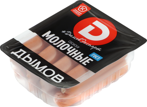 Сосиски вареные ДЫМОВ Молочные ГОСТ, 464г, вид