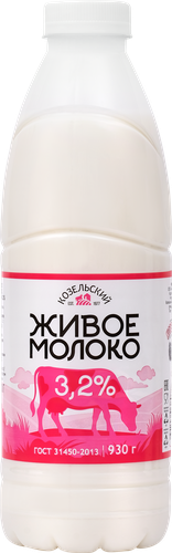 Молоко пастеризованное КОЗЕЛЬСКОЕ МОЛОКО 3,2%, без змж, 930г, детальное фото