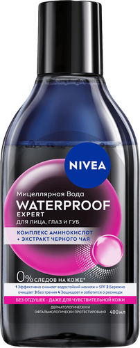 Вода мицеллярная для лица NIVEA Waterproof Expert для стойкого макияжа,  400мл, вид