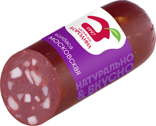 Колбаса варено-копченая МД БОРОДИНА Московская со срезом, 320г, фото