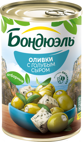 Оливки с голубым сыром БОНДЮЭЛЬ, 300г, вид