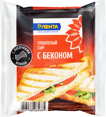 Сыр плавленый ЛЕНТА С беконом, 45%, без змж, слайсы, 130г, картинка