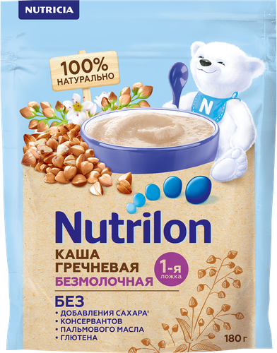 Каша гречневая NUTRILON безмолочная, с 4 месяцев, 180г, изображение