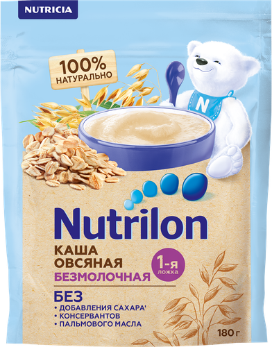 Каша овсяная NUTRILON безмолочная, с 5 месяцев, 180г, детальное фото