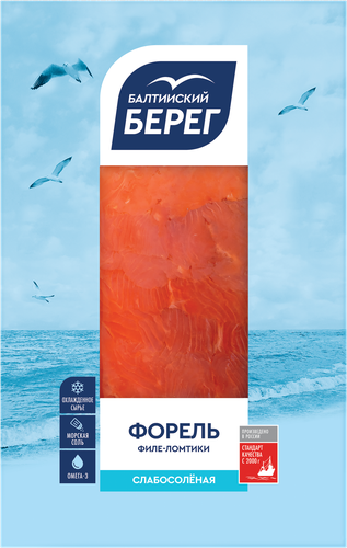 Форель слабосоленая БАЛТИЙСКИЙ БЕРЕГ филе-ломтики, 100г, фотография