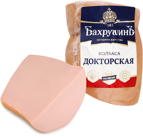 Колбаса вареная БАХРУШИНЪ Докторская, весовая, изображение