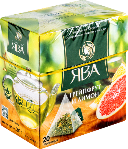 Чай зеленый ПРИНЦЕССА ЯВА китайский байховый с ароматом грейпфрута и цедры лимона, 20пир, изображение