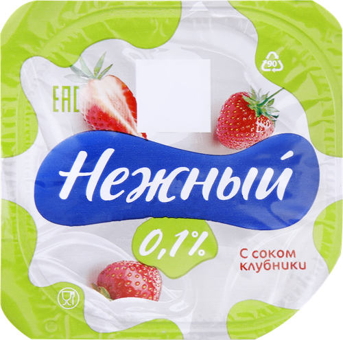 Йогурт НЕЖНЫЙ Легкий с соком клубники 0,1%, без змж, 95г, вид