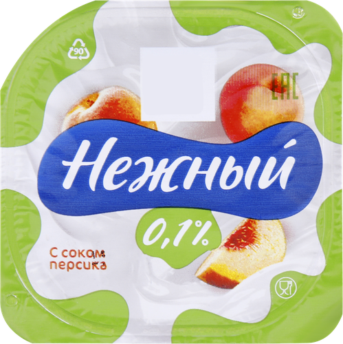 Продукт йогуртный НЕЖНЫЙ Легкий с соком персика 0,1%, без змж, 95г, изображение