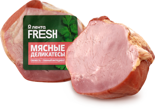 Шейка копчено-вареная из свинины Подмосковная ЛЕНТА FRESH, весовая, крупный план