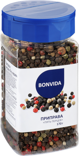 Приправа BONVIDA смесь Пять перцев, 170г, картинка