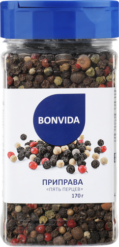 Приправа BONVIDA смесь Пять перцев, 170г, картинка