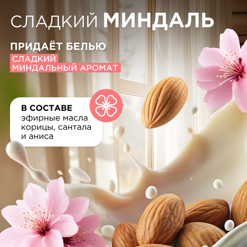 Кондиционер для белья SYNERGETIC Миндальное молочко, биоразлагаемый, 1л, вид