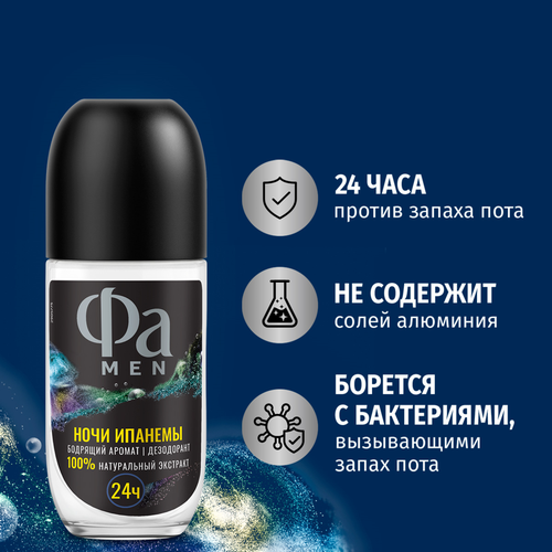 Дезодорант роликовый мужской ФА Men Ритмы Бразилии Ночи Ипанемы, 50мл, детальное фото