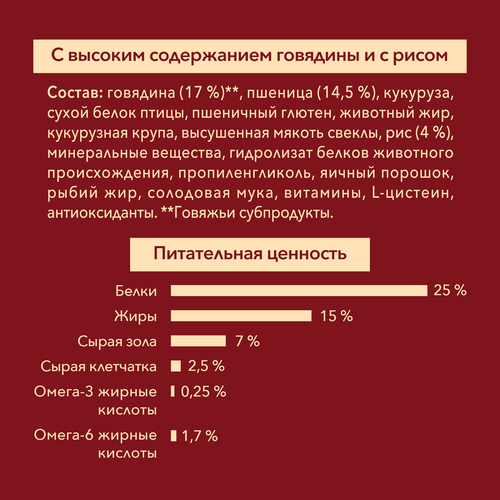 Корм сухой для взрослых собак PURINA ONE Говядина, для средних и крупных пород, 1,8кг, детальное фото