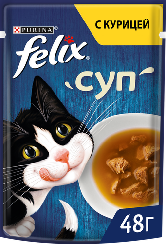 Корм влажный для кошек Felix Суп с курицей, 48г, картинка