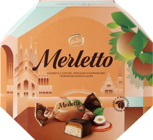 Конфеты MERLETTO Нуга орехи, карамель, 150г, изображение