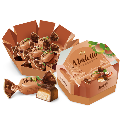Конфеты MERLETTO Нуга орехи, карамель, 150г, картинка
