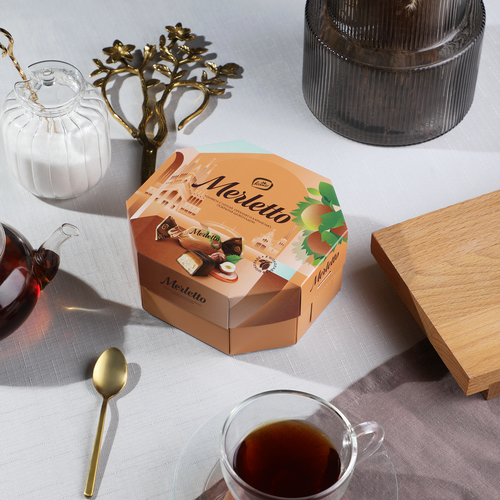 Конфеты MERLETTO Нуга орехи, карамель, 150г, вид
