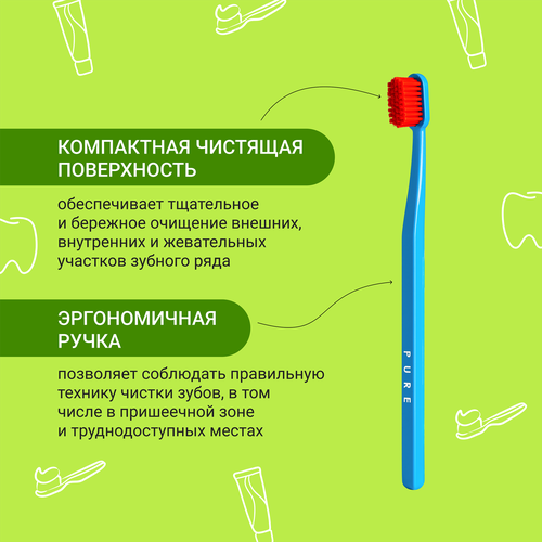 Зубная щетка PRESIDENT Pure by Medium, средней жесткости, вид