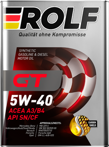 Масло моторное ROLF GT SAE 5W-40 API SN/CF, синтетическое, 1л, крупный план